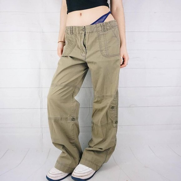 🍓Y2K KHAKI GREEN CARGO HIKING TECH PANTS🍓 - Picture 3 of 4